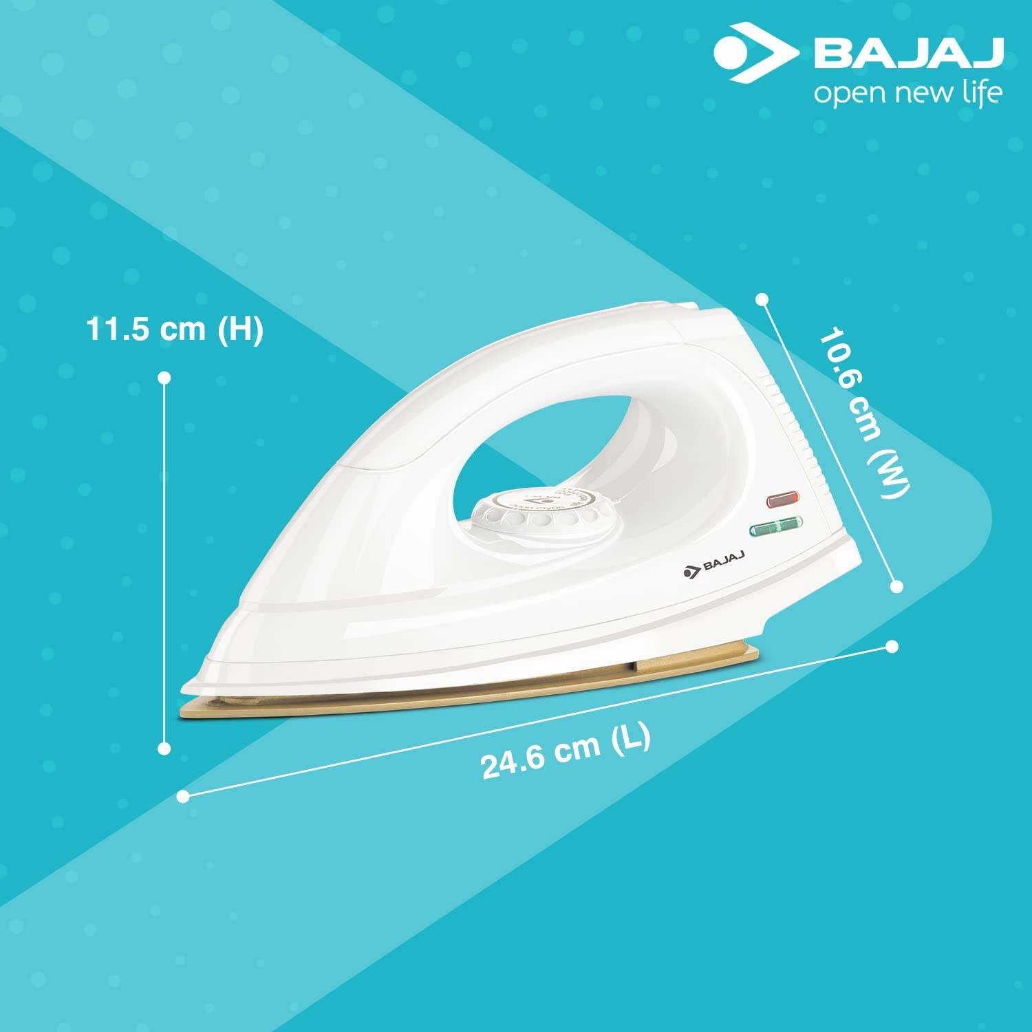 Bajaj DX-7 1000W Dry Iron with Advance Soleplate and Anti-bacterial German Coating Technology, White - Image 6