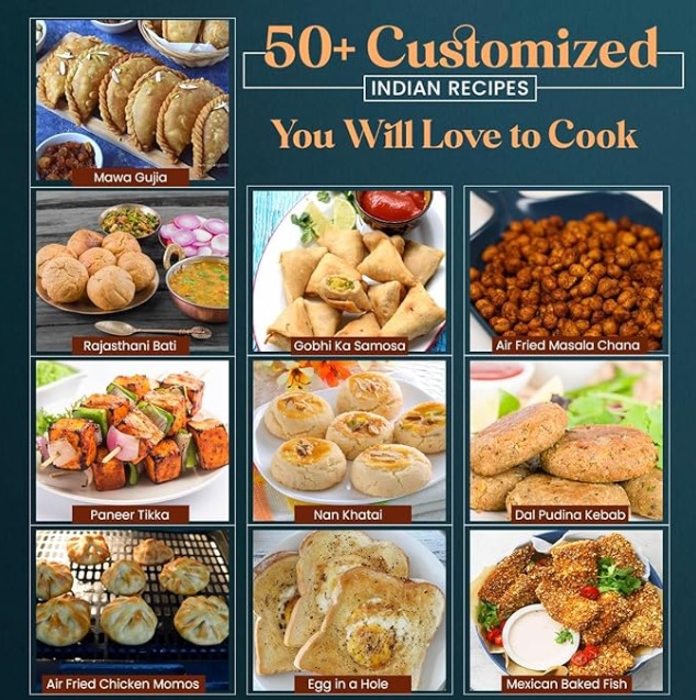 Inalsa Air Fryer For Home 5.5 L Capacity 1600 W With Smart Aircrisp Technology Quick Heat Circulation 4-In-1 Appliance With 8 Preset Menu & Digital Display,Tasty Fry, Black - Image 5