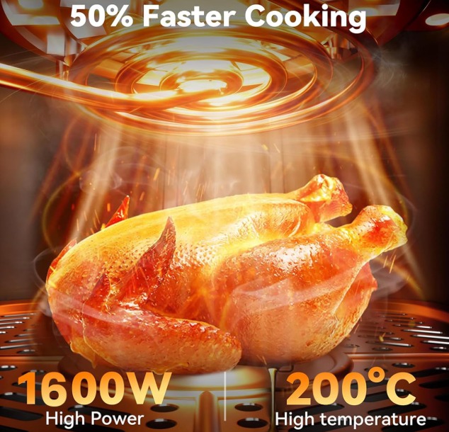 Inalsa Air Fryer For Home 5.5 L Capacity 1600 W With Smart Aircrisp Technology Quick Heat Circulation 4-In-1 Appliance With 8 Preset Menu & Digital Display,Tasty Fry, Black - Image 3