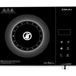 Bajaj IRX 220F Infrared Induction Cooktop | 2200 Watts | 11 Power Level | 3 Preset Menu | Feather Touch Controls | Digital display | 1 Yr Warranty 【Black/Silver】