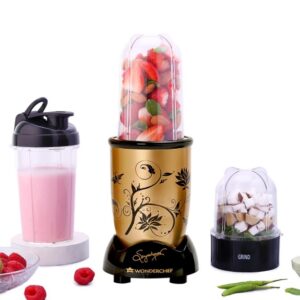 Wonderchef Nutri-blend Mixer Grinder Blender, Smoothie Maker, 3 Unbreakable Jars (Blending, Grinding, and Sipper Jar), 500W 22000 RPM 100% Full Copper Motor, SS Blades, 2 Year Warranty, Champagne