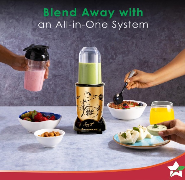 Wonderchef Nutri-blend Mixer Grinder Blender, Smoothie Maker, 3 Unbreakable Jars (Blending, Grinding, and Sipper Jar), 500W 22000 RPM 100% Full Copper Motor, SS Blades, 2 Year Warranty, Champagne - Image 3