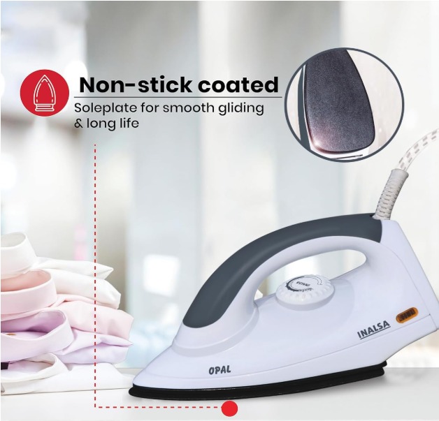 INALSA Electric Opal 1000 Watt Dry Iron For Clothes - Image 3