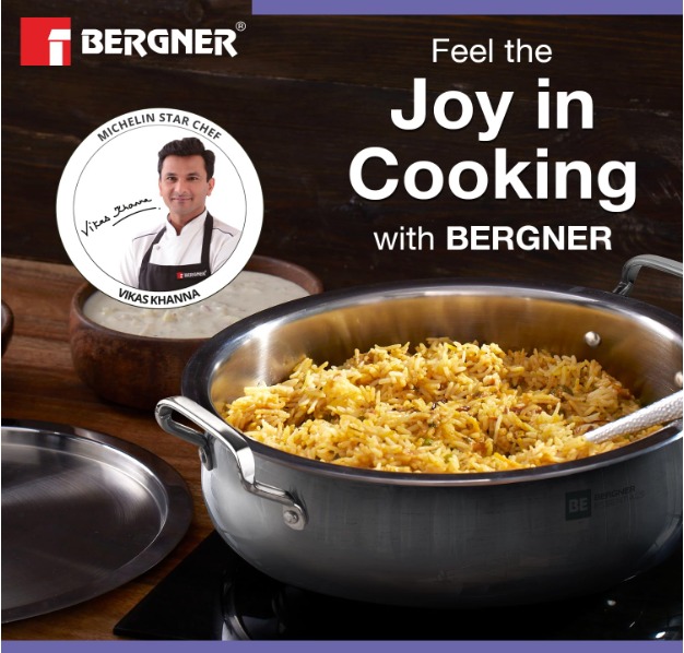 Bergner BE Essentials TriPly SS 24 cm Biryani Handi with Lid - Image 6