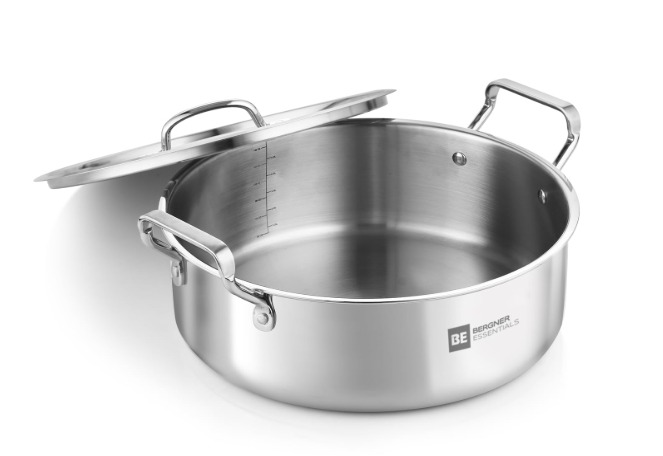 Bergner TriPly SS 28 cm Shallow Biryani Pan with Lid