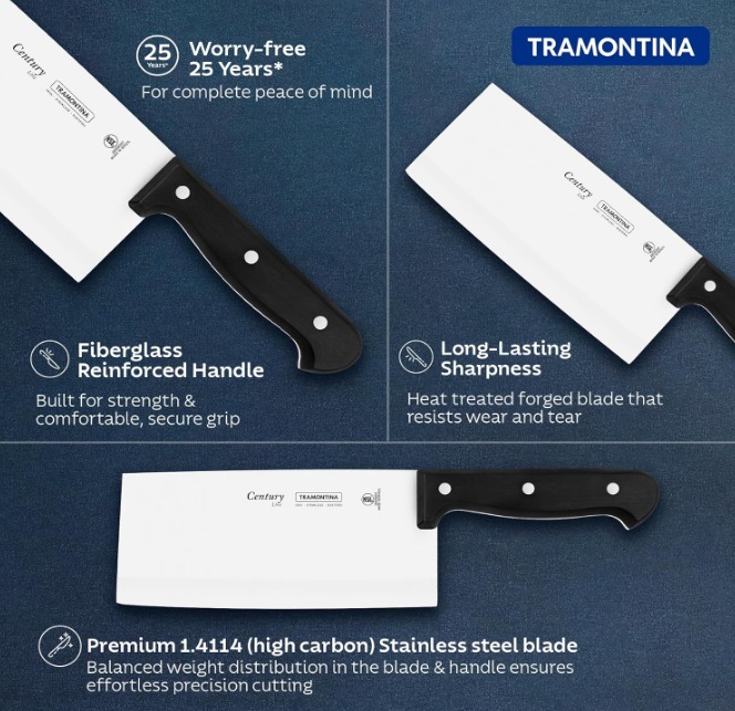 TRAMONTINA Century Stainless Steel Cleaver Knife 7" - Image 5