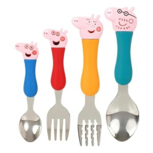 Kryst Kids Cutlery Set, 4-Piece Stainless Steel, Spoon and Fork Set with Comfortable Handle