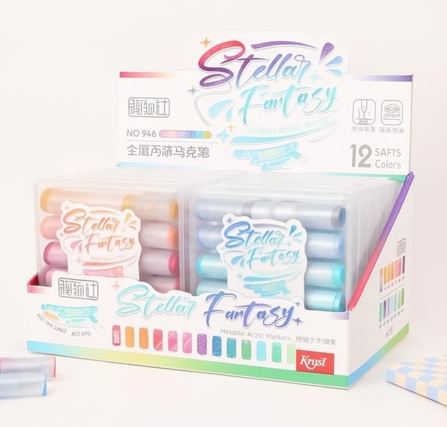 KRySt Metallic Acrylic Paint Markers, Set of 6, for DIY Crafts, Rock Art, Glass, Wood, Canvas - Image 2