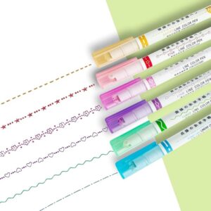 KRySt Linear Roller Highlighter Pens, Set of 6 Pattern Pens