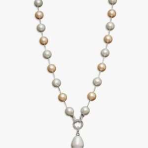KRySt Summer Dreams: White & Peach Shell Pearl Necklace with Detachable Locket