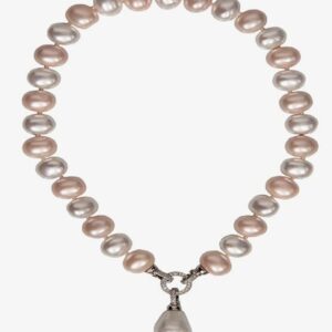 KRySt Sweet Surprise: Elegant Fusion Necklace with Egg-Shaped Shell Pearl Necklace with Detachable Locket