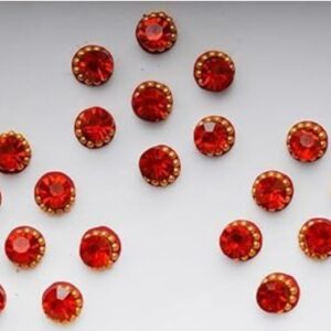 KRySt Round Red Bindi With Stone Border Simple And Elegant Bindies