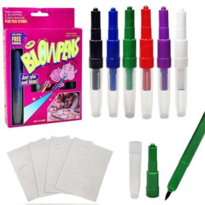 Blow Pens - Magical Coloring Spray Blow Pens for Kids Children, Pack of 6 Pcs Spray Blow Marker Sketch Pen for Kids, Fun Drawing Arts Crafts Colour Pens for Return Gifts, Multicolor